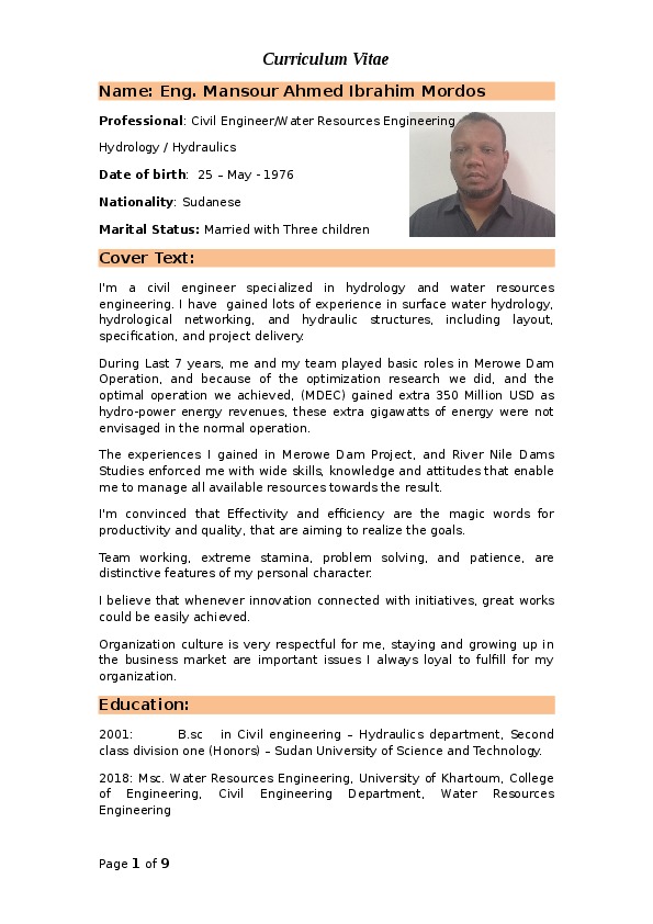 Mansour Mordos, Director, Water and Reservoir Management at SUDANESE HYDRO POWER GENERATION COMPANY