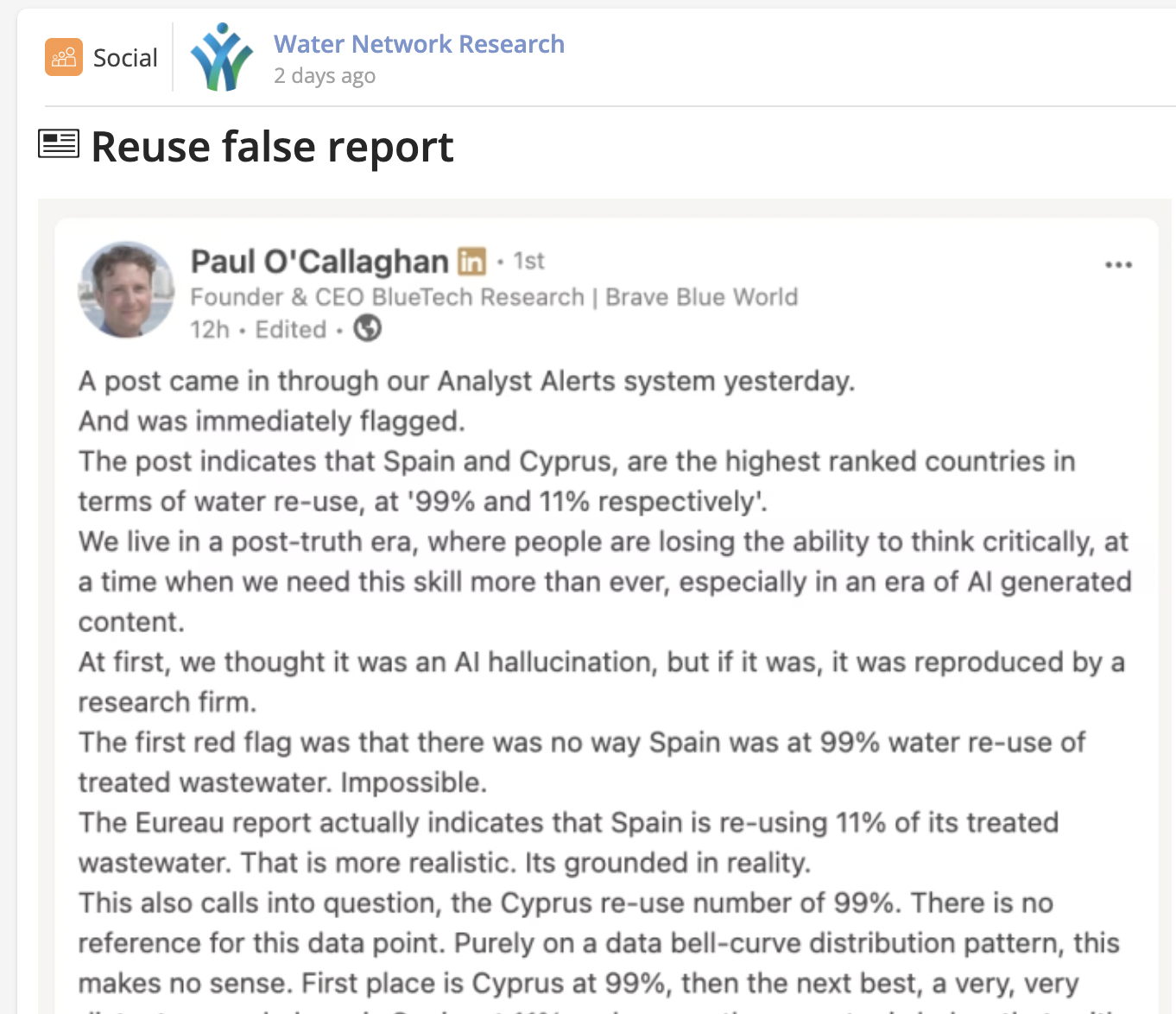 Reuse false report