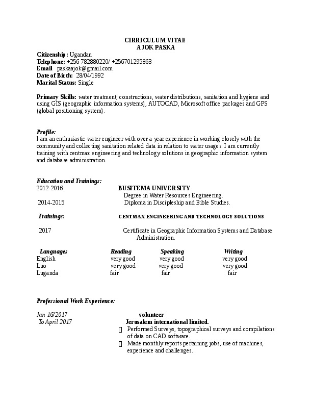 Ajok Paska, Hydrologist at Ministry of Water and Environment, Uganda