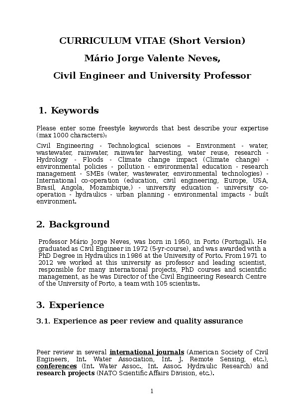 Mario Neves, University of porto - Retired Professor