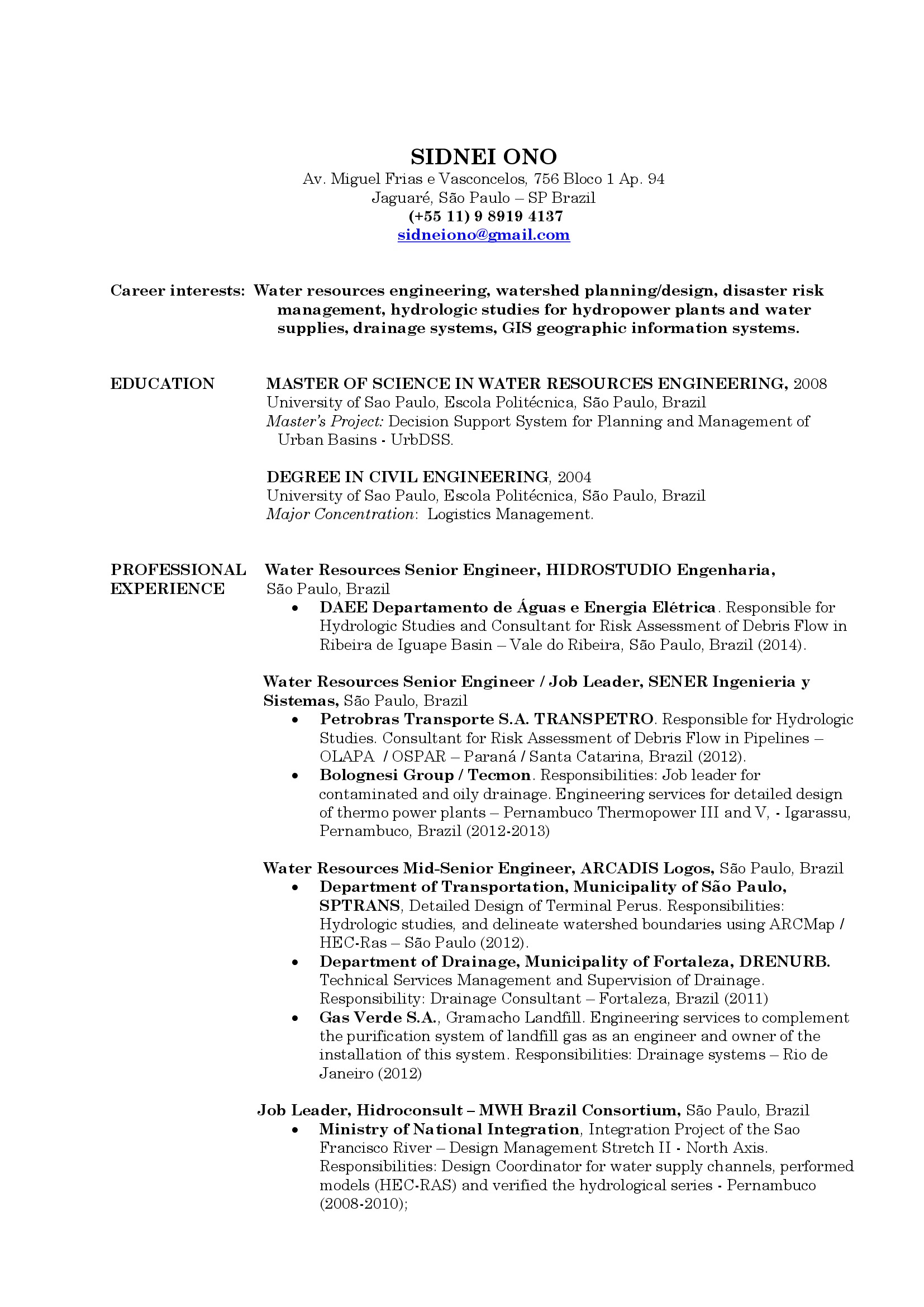 Sidnei Ono, Hidroinfo Engenharia e Serviços - Technical Manager