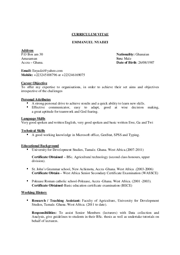 EMMANUEL M.N.A.N. Attoh, Researcher