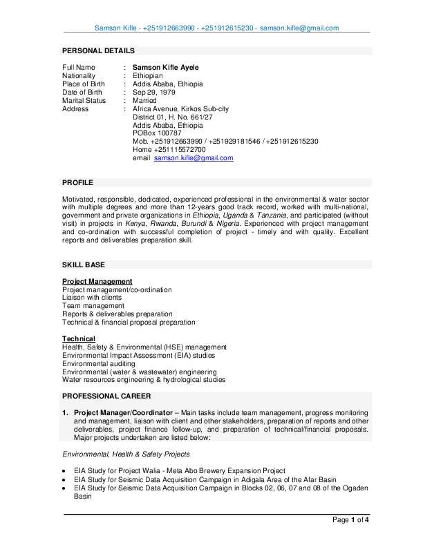 Samson Kifle, Water & Environment Engineer